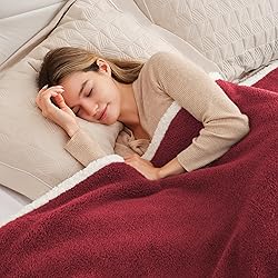BEAUTEX Sherpa Throw Blanket, Super Soft Red