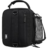 MIER Expandable Lunch Bag Insulated Lunch Box for Men to Work Travel Portable Lunchbox Bags with Shoulder Strap and Water Bottle Holder, Black