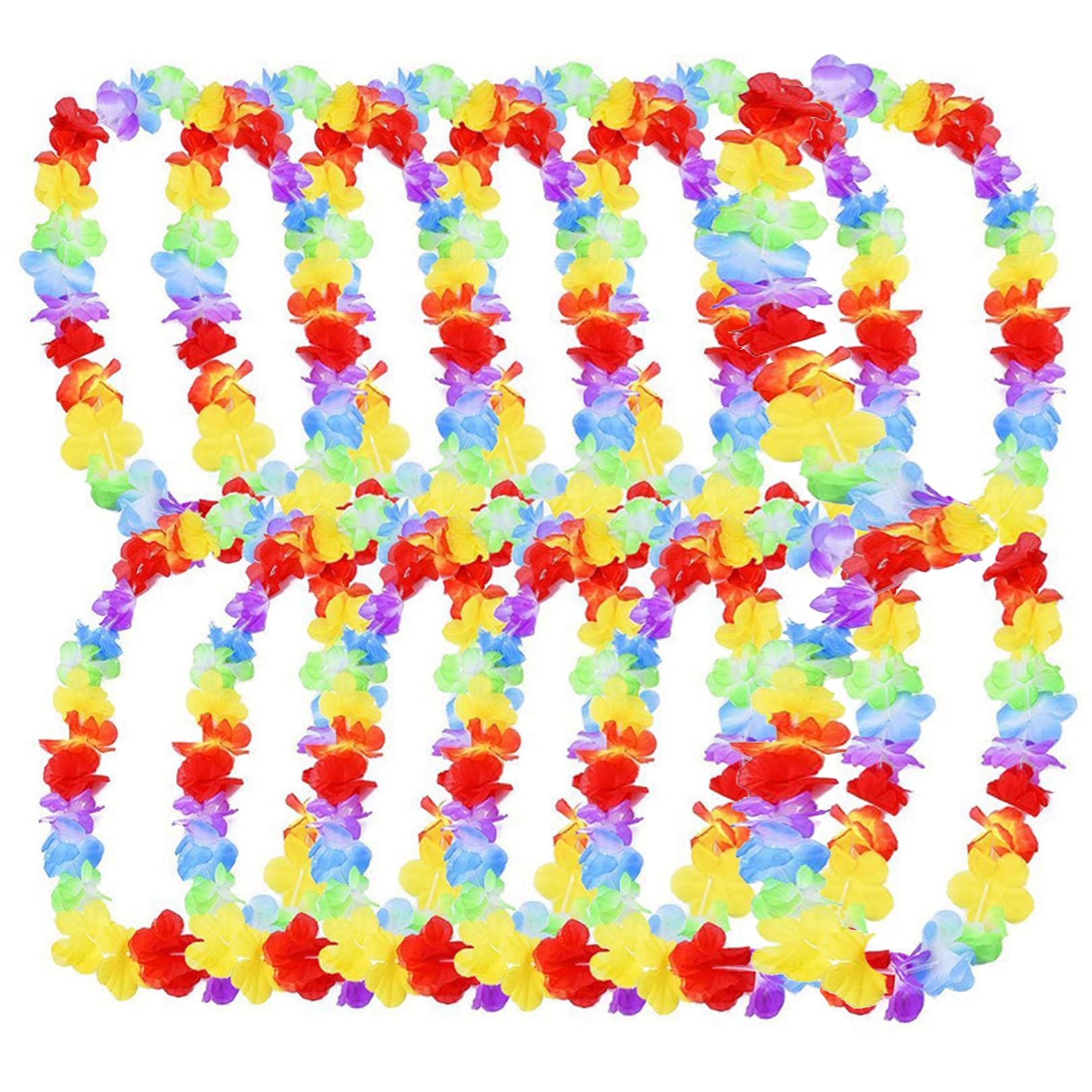 12 Pcs Hawaiian Garland, Hawaiian Fancy Dress Hawaiian Flower Necklaces Lei Luau Hawaiian Garlands Tropical Party Decorations Beach Theme Luau Party Accessories for Adults,Summer Festivals