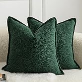MANDIOO Pack of 2 Decorative Throw Pillow Covers Accent Solid Woven Textured Cushion Covers Pillow Cases Bedroom Living Room Sofa Home 16 x 16 lnch Green