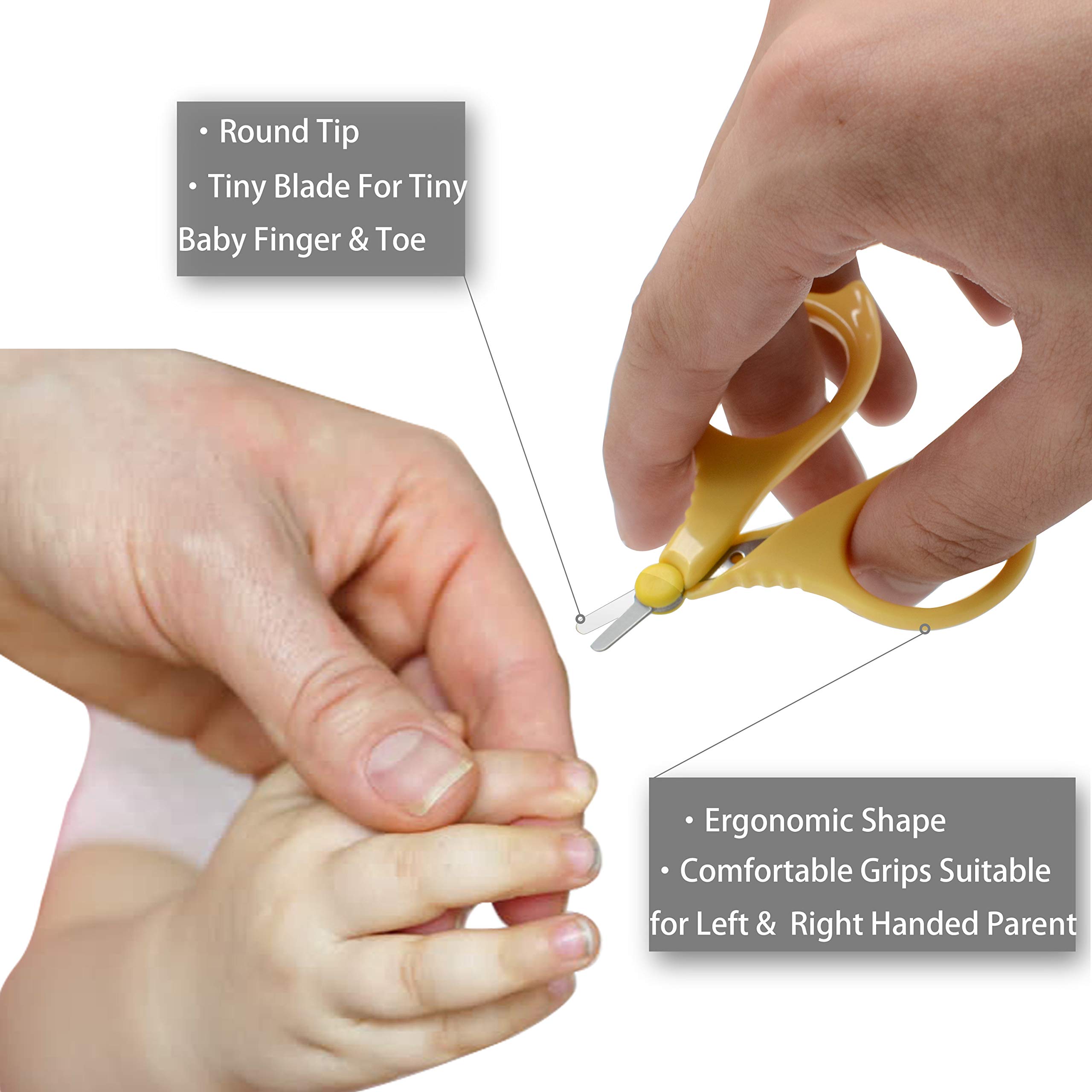 PAFASON Baby Round Tip Safety Manicure Nail Scissors and Baby Glass Nail File Set, Stainless Steel, Czech Float Glass, Ideal Shower Gift for Infant, Newborns, Babies Toddlers