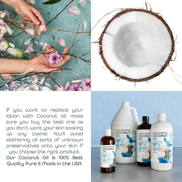 FRACTIONATED COCONUT OIL FOR SKIN MOISTURIZER WITH PUMP MASSAGE OILS BEST CARRIER FOR ESSENTIAL OILS MIXING BODY OUL FOR DRY SKIN MOISTURIZER NATURAL OI FOR FACE HAIR BODY 16OZ