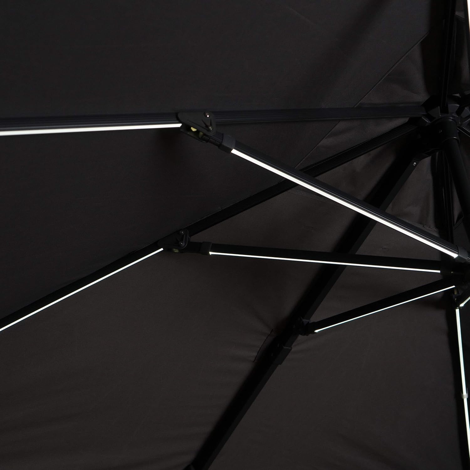 Amazon Com Gdfstudio Sonoma Outdoor Water Resistant Canopy Umbrella W Solar Light Stip Grey Garden Outdoor
