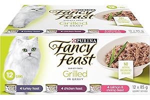 Fancy Feast Grilled Wet Cat Food, in Gravy Variety Pack 3 Flavours - 85 g Can (12 Pack)