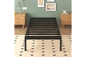 Lutown-Teen 14 Inch Twin XL Bed Frames with Rounded Corner Legs, 1000 LBS Heavy Duty Metal XL Twin Platform No Box Spring Needed, Noise Free, Easy Assembly, Black