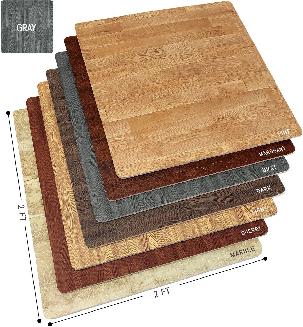 Sorbus Wood Floor Mats Foam Interlocking Wood Mats Each Tile 4 Square Feet 3/8-Inch Thick Puzzle Wood Tiles with Borders – for Home Office Playroom Basement (12 Tiles 48 Sq ft, Wood Grain - Gray) : Sports & Outdoors