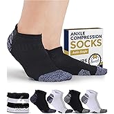 Pembrook Ankle Compression Socks for Women & Men - 4 Pairs | Sports Running Compression Socks | Athletic Ankle Support Socks