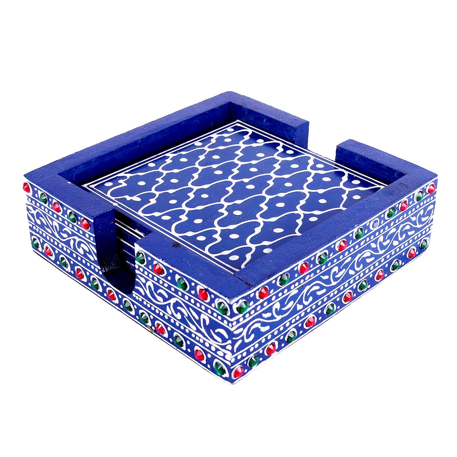 Buy IndiCart Wooden Coasters Table Coaster 6 Plates Set; Useful for