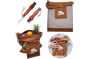 YZNlife Mushroom Foraging Kit - Hunting Bag, Mushroom Knife for Harvesting, Brown