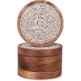 Best Absorbent Wooden Coasters Set of 5 Mixed Brown Woven Coaster Modern 4 Inches Acacia Wood Coasters for Drinks, Coffee Table Decor, Farmhouse, Bar, Office, Beer, Kitchen, Dining Room, Outdoor, Desk