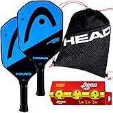 HEAD Extreme Elite Composite 2 Paddle Bundle with Tour Team Drawstring Bag, 3-Pack Penn Outdoor Pickleballs