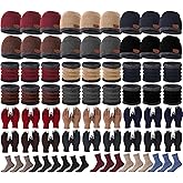 Suhine Winter Hat Scarf Gloves Sock Earmuff Bulk Men Women Warm Fleece Knit Homeless Care Package Supplies Valentine Gift