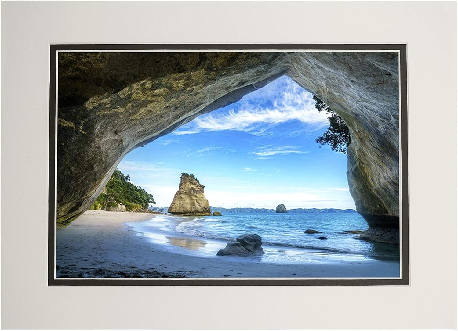 Amazon Com Cathedral Cove Coromandel New Zealand View Of The Sea From The Cave 11x14 Double Matted Art Print Wall Decor Ready To Frame Posters Prints