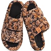 EverFoams Womens Fuzzy Open-toe Slippers Soft Comfy Memory Foam Indoor House Shoes