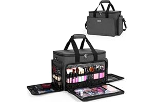 BAFASO Large Makeup Bag Toiletry Bag with Adjustable Dividers, Multifucntional Hair Bag Tattoo Case Travel Makeup Bag Holds C