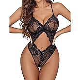 Avidlove Sexy Lingerie for Women Lace Teddy One Piece Cross Strap Bodysuit Lingerie