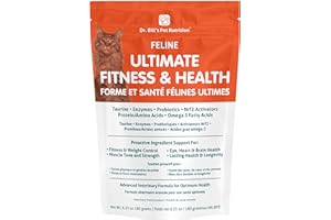 Dr. Bill’s Feline Ultimate Fitness & Health | Cat Multivitamin Powder - Daily Supplement | Weight Control, Joint, Brain, Hear