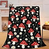 Mushroom Throw Blanket Mushroom Botanical Fleece Soft Cozy Fuzzy Plush Warm Stuff Bedding Toddler Nursery Baby Blanket for Boys Girls Kids Adult Men Women 40"X50"
