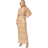 Adrianna Papell Womens Beaded Surplice Gown