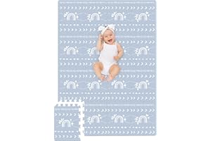 ieBabay Baby Foam Play Mat - 67.2" x 48" Puzzle Floor Mat - Baby Crawling Mat with Interlocking Tiles, Soft Foam Play Mat Floor Tiles for Playroom Nursery Or Home Decor (5.6 x 4 ft, Boho Rainbow)