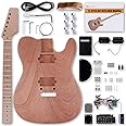 Leo Jaymz DIY TL Style Electric Guitar Kits Roasted Maple Neck and Maple Fingerboard - Mahogany Body and Frameless Pickups - 2 point tremolo bridge - Pluggable wires