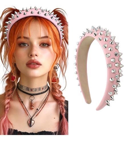 Studded Punk Headband Rock Roll Hair Accessory for Halloween Cosplay Amazon.com : BaBakiak Punk Studded Headband, Rock Roll Hair  main image 4