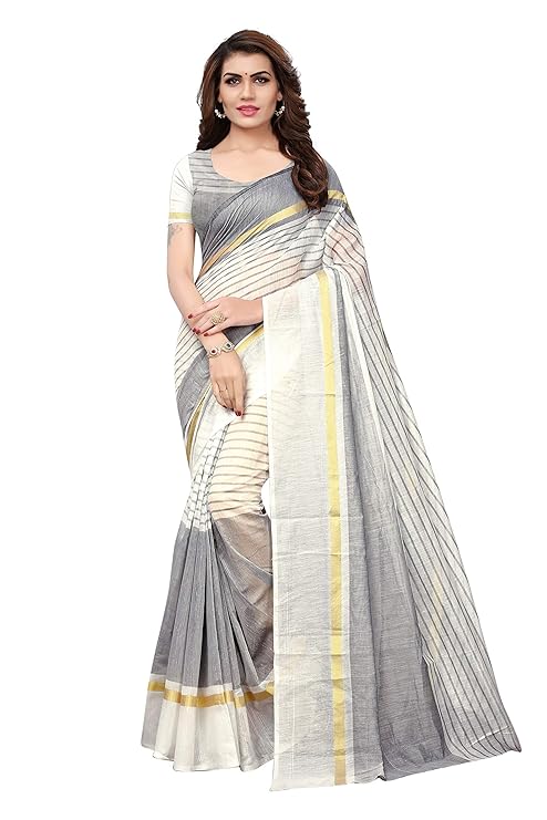 Synthetic Cotton Saree with Blouse Piece