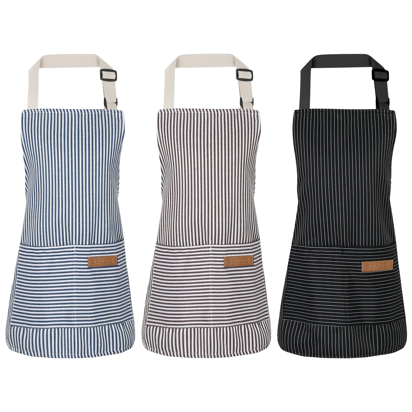 Photo 1 of XLSXEXCL 3 Pack Stripes Kids Apron, Adjustable Kids Cooking Aprons with 2 Pockets Cute Apron Chef Apron Kitchen Baking Aprons Artist Apron for Boys and Girls for Cooking, Cleaning, Painting, Serving