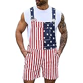 Odefou Bib Overalls for Men Shorts Romper Festival Jumpsuits Fashion Coveralls
