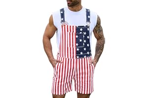 Odefou Bib Overalls for Men Shorts Romper Festival Jumpsuits Fashion Coveralls