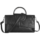 Reberomantique Women's Snakeskin Flap Tote Top Handle Satchel Handbag Pu Leather Clutch Purse Casual Shoulder Crossbody Bag