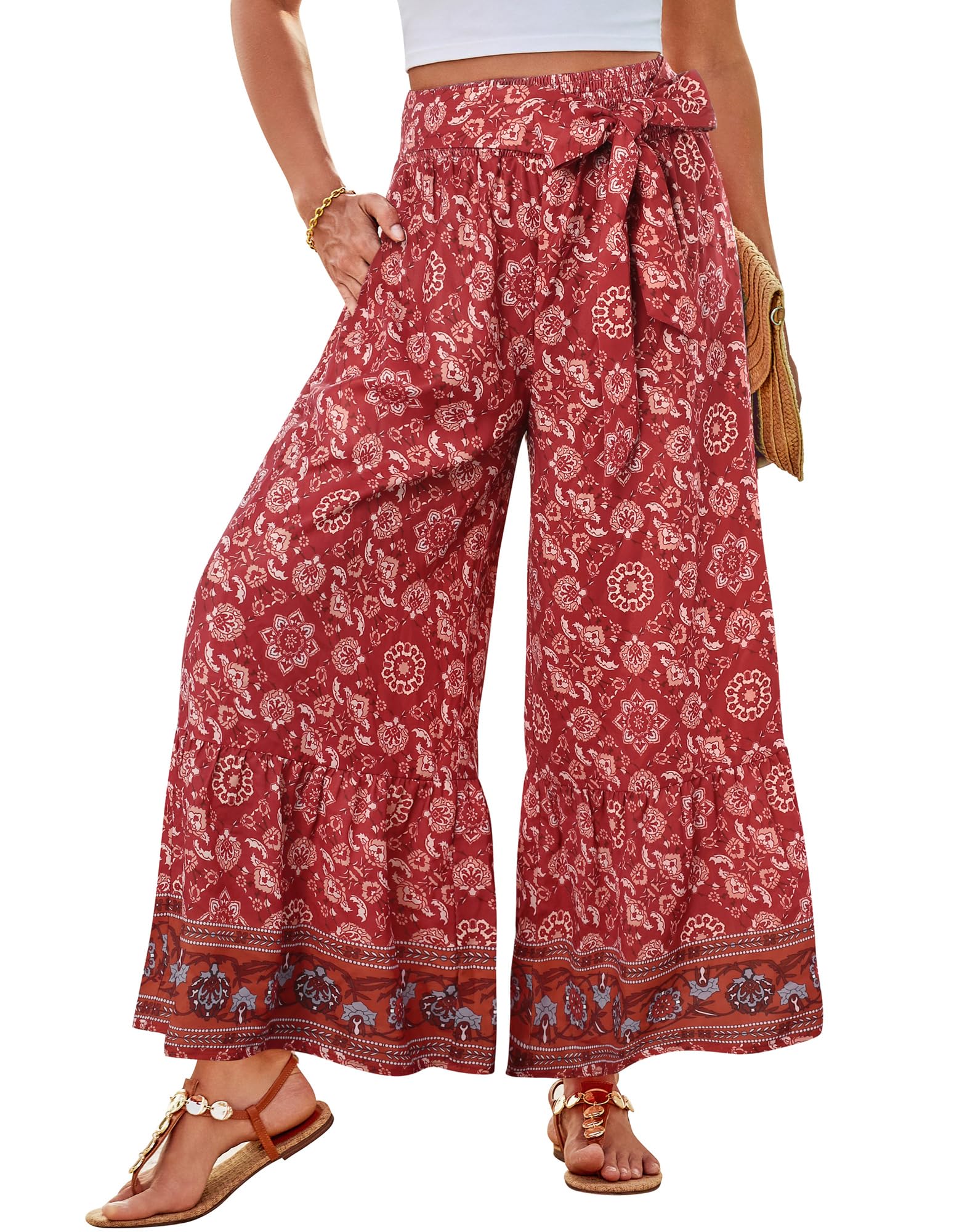 Photo 1 of ** UNKNOWN SIZE***GRACE KARIN Palazzo Pants for Women Casual Flowy Summer Capris Beach Boho Pants 2025 Spring