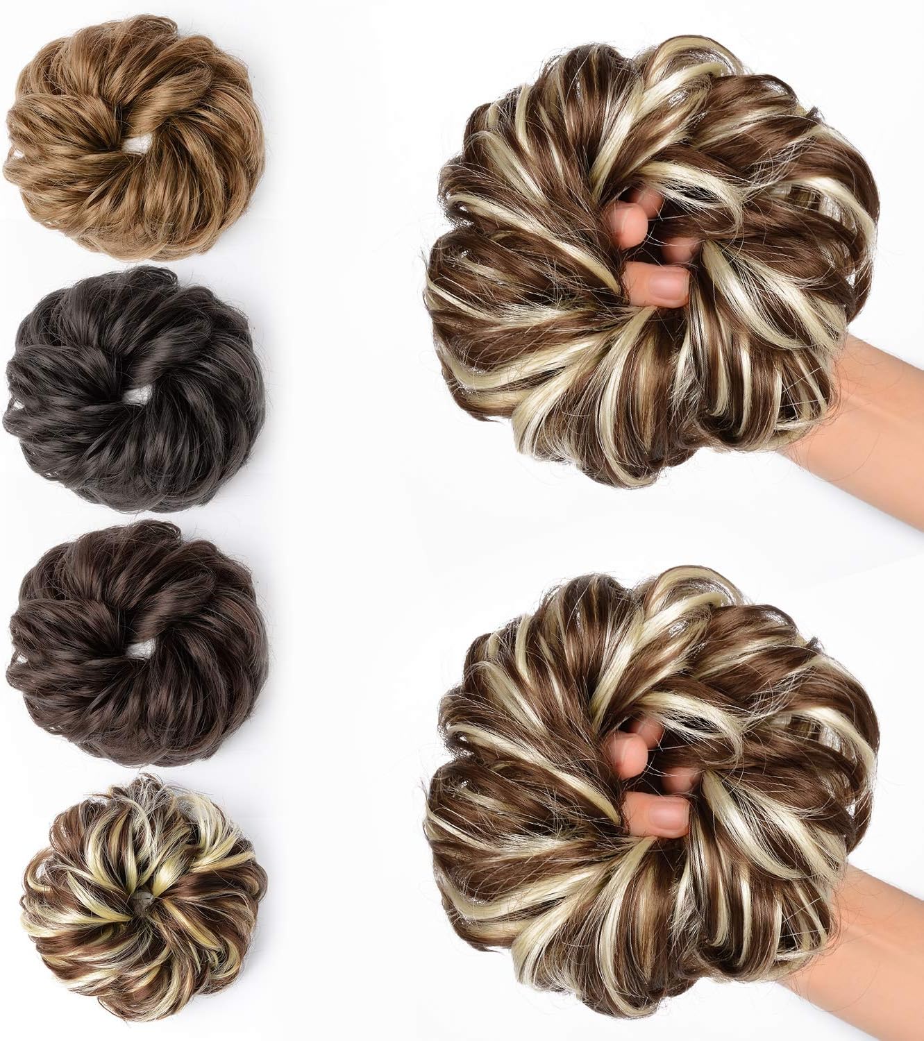 Jesslab Hair Bun Scrunchie 2 Pcs Messy Bun Scrunchie Natural Look