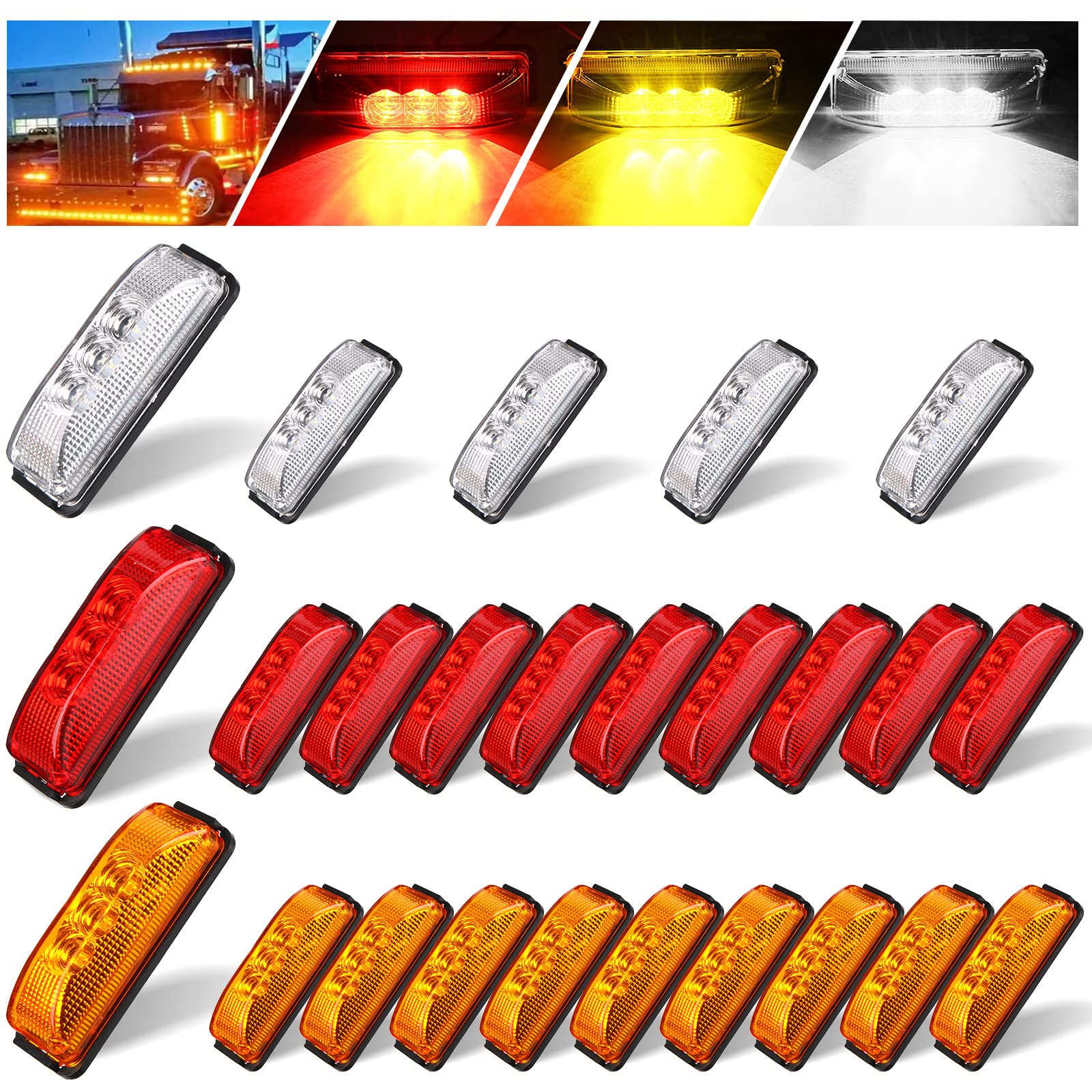 25 Pcs 4 Inch Trailer Marker Lights Front Rear Side