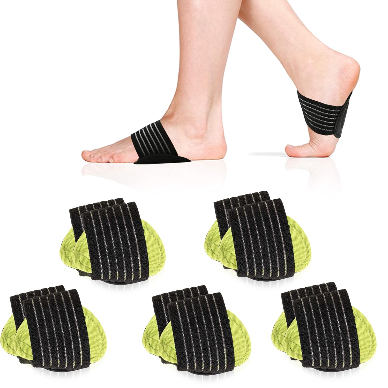 5 Pair Arch Support Brace Compression Cushioned Support Sleeves, Plantar Fasciitis Foot Pain Relief for Fallen Arches, Flat Feet, Heel Fatigue, Achy Feet Problems, for Men & Women - Universal Size: Industrial & Scientific
