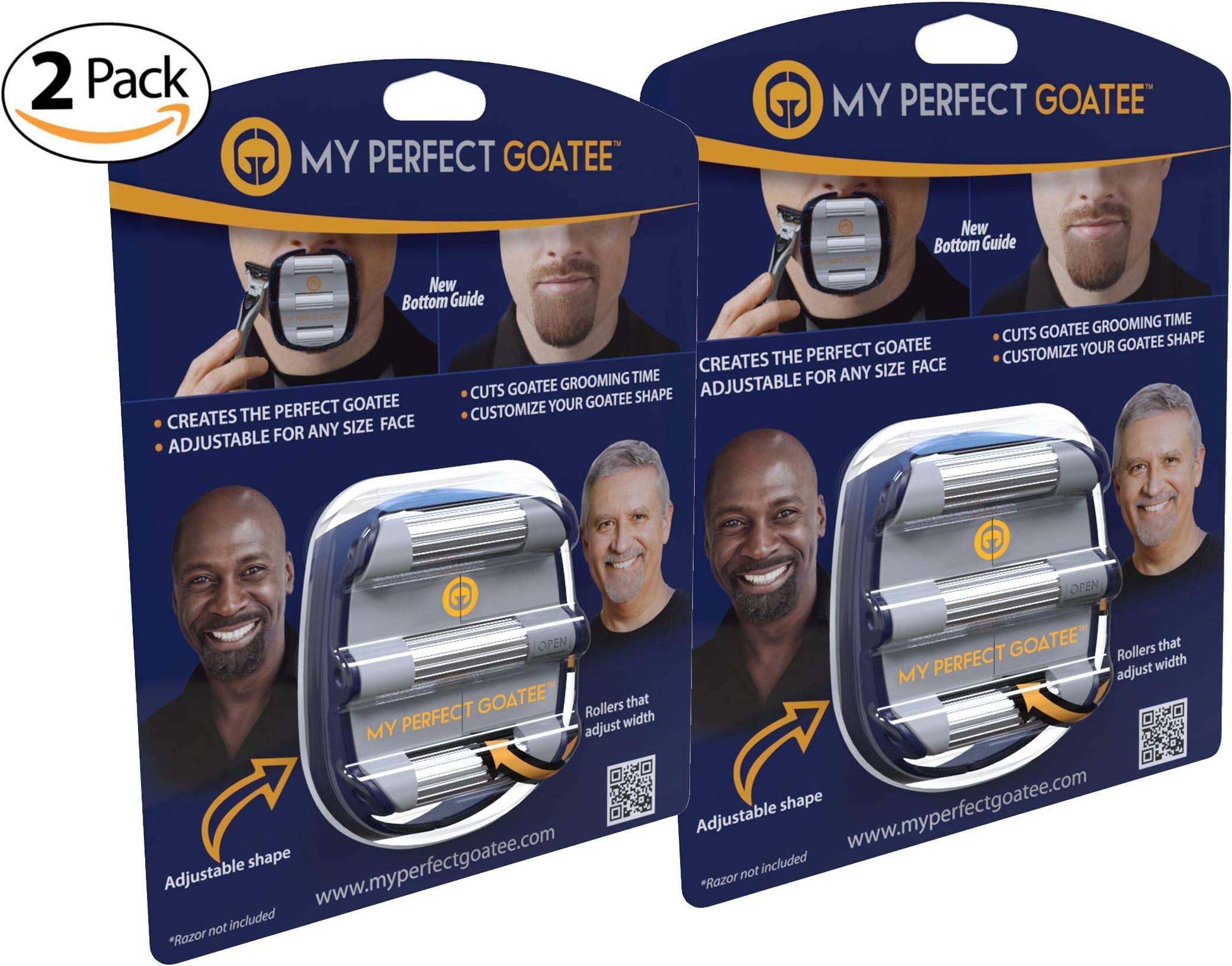 Mens Goatee Shaving Template | Create a Perfectly Shaped Goatee Every Time | Adjustable | Reduces Shaving Time | Shape Van Dyke, Goatee and Circle Beard, Version 1.1 (2-pack)