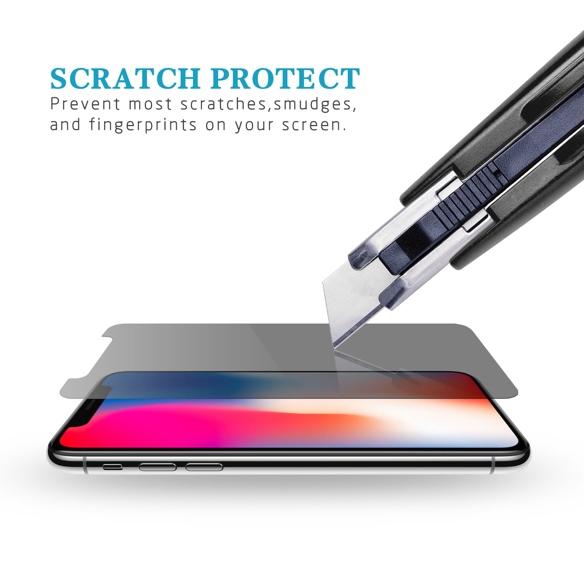 iPhone X Privacy Screen Protector, 2.5D Tempered Glass Screen Protector Film For iPhone X 5.8\