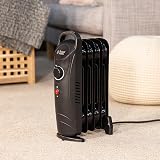 Russell Hobbs 650W Oil Filled Radiator 5 Fin Portable Heater Black Thermostat view 6