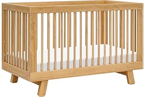 babyletto Hudson 3-in-1 Convertible Baby Crib with Wooden Toddler Bed & Daybed Conversion - Easy to Assemble & GREENGUARD Gold Certified - 4 Adjustable Mattress Heights - Honey