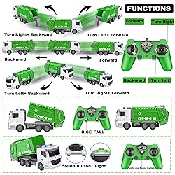 CALEST 2.4Ghz RC Garbage Truck with 4 Trash Cans, 6