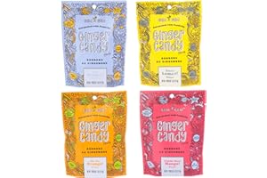 Gem Gem Ginger Candy Chewy Ginger Chews (Assorted Mix, 5.0oz, Pack of 4)