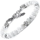 10:10 Beaded Bracelet for Men and Women – Natural MoonStones Gemstones and Stainless Steel – Adjustable & Durable & Elegant – Made in Italy