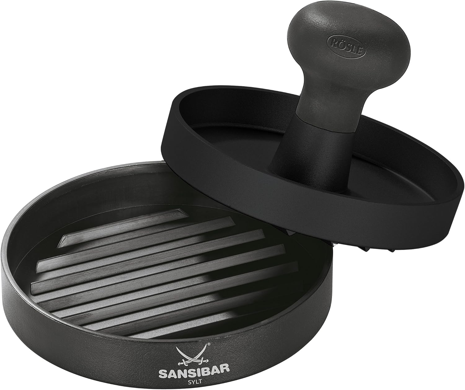 Rösle 43473 Burgerpresse Sansibar, schwarz, 11,5 x 11,5 x 8 cm