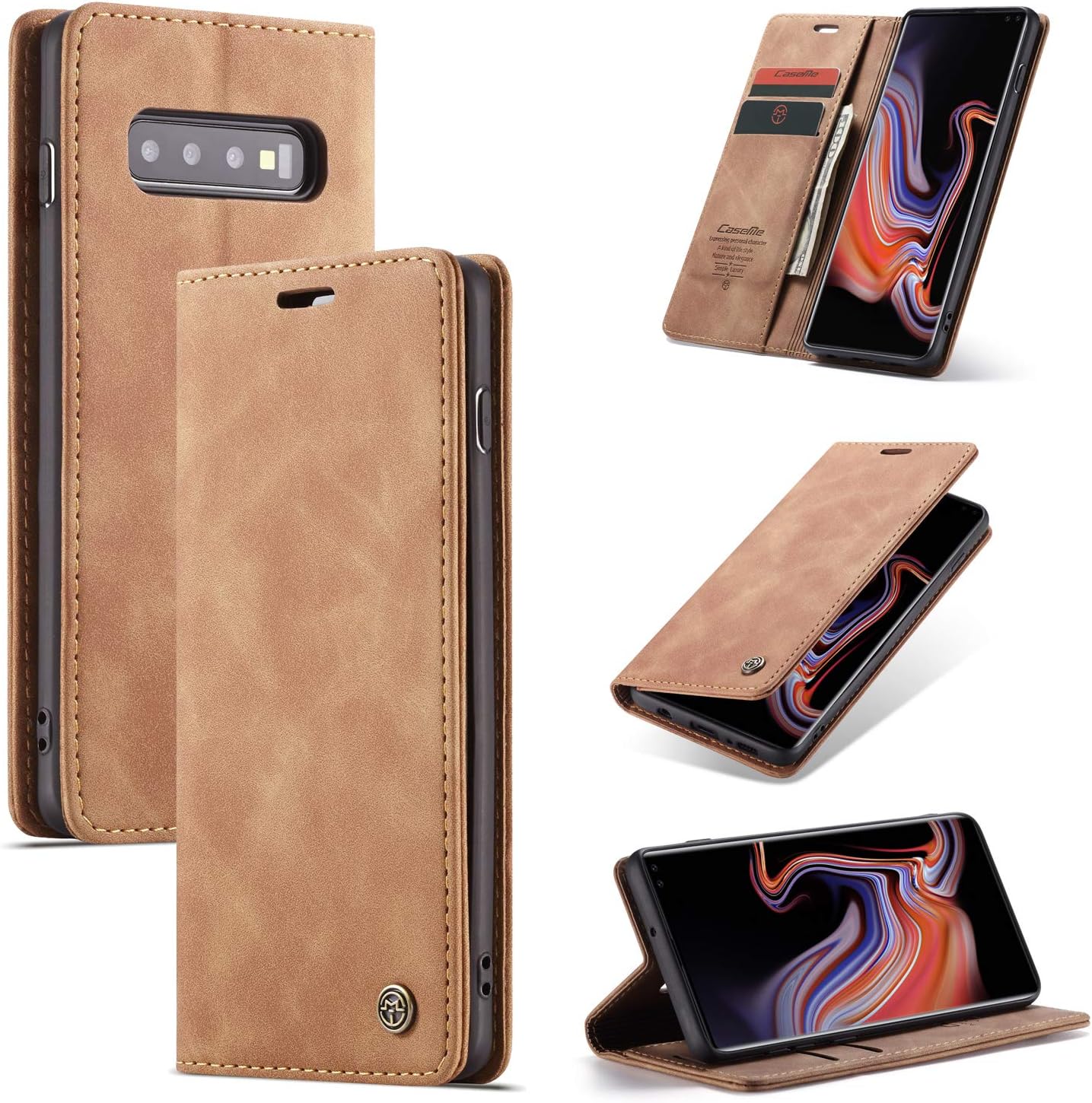 Galaxy S10 5G 6.7Inch Slim Folio Leather Wallet Card Holder Case with Kickstand Magnetic Closure Flip Potective Cover