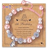 Alissl Unicorn Charm Bracelet for Girls - Adjustable Pink Pearl Kids Bracelet for Toddler Girls 4-12 Year Old- Daughter Granddaughter Child's Jewelry Gift for Birthday Christmas gifts