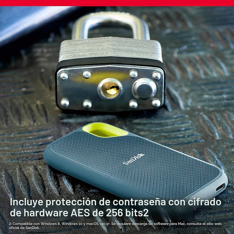 Sandisk 1tb extreme portable ssd, usb-c, memória de estado sólido nvme externa, até 1050 mb/s, classificação ip65 de resistência à água e poeira - monterey