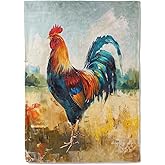 Vivid Rooster Art Flannel Throw Blanket - Ultra-Soft, Cozy, Lightweight & Warm - Anti-Pilling Plush Comfort for Couch, Bedroom, Travel, Living Room - Suitable for All 60×50in