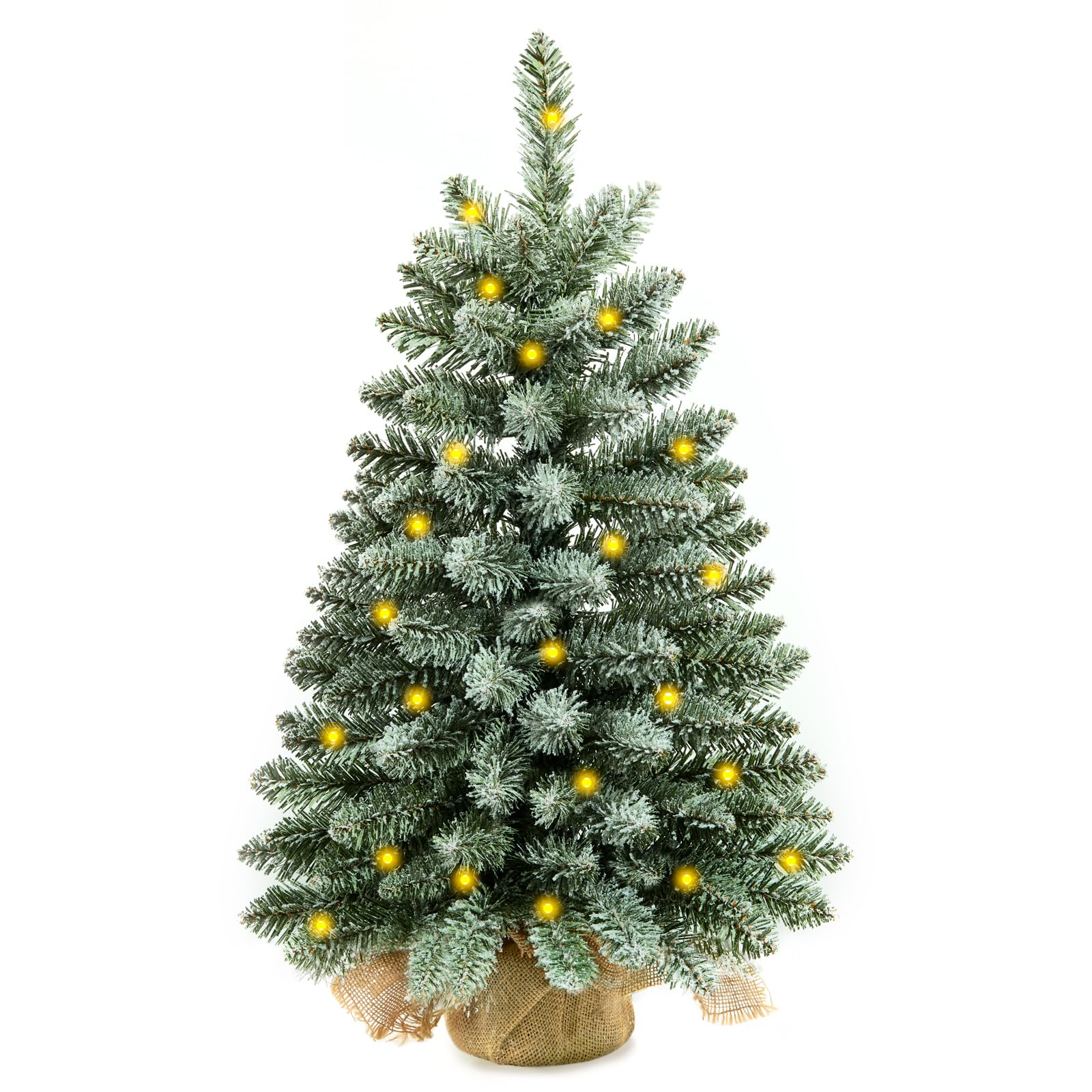 Photo 1 of 2 ft Mini Christmas Trees with 25 F5 LED Lights, 24" Decorated Burlap Artificial Tabletop Christmas Trees Home Party Decoration for Kitchen Dining Room Window