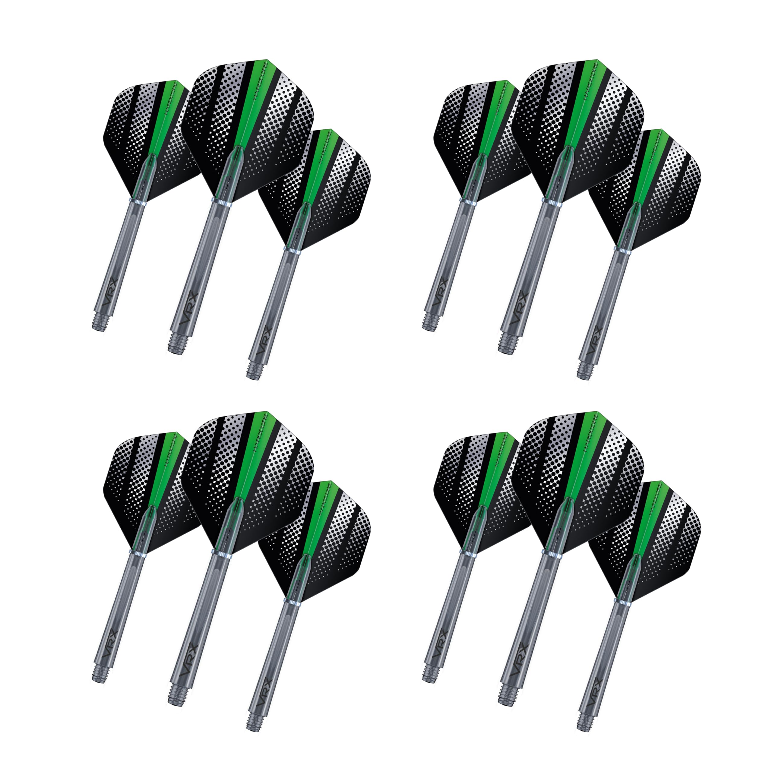 RED DRAGON Hardcore Green Flash Design Flights and VRX Stems Combo Pack