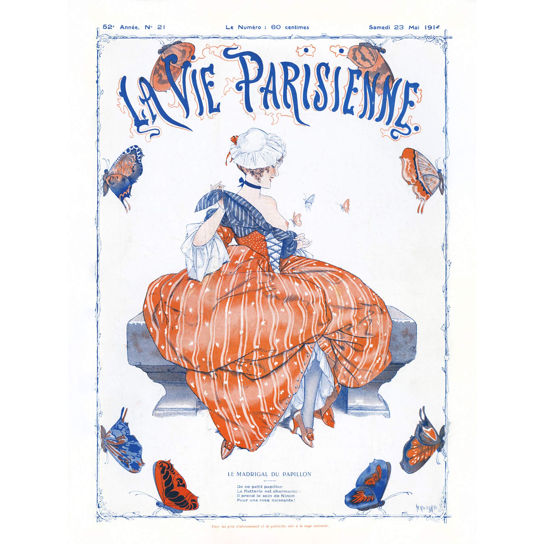 Artery8 La Vie Parisienne Butterfly Woman Magazine Cover Large Wall Art Poster Print Thick Paper 18X24 Inch